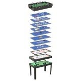 Masă Jocuri Multifuncțională 15 in 1 vidaXL, 121x61x82cm, Negru - Fotbal, Biliard, Tenis, Hochei, Șah, Bowling, Dame, Curling, Poker, Aruncări