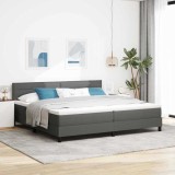 Cumpara ieftin Pat cu arcuri cu headboard Gri inchis 200 x 200 cm tesatura