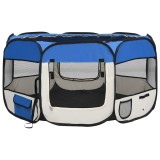 Cumpara ieftin Tarc caini pliabil cu sac de transport, albastru, 125x125x61 cm