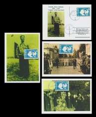 2008 Romania - set 4 carti postale cu vignete din Exil, comemorare 70 ani de la moartea lui C.Z. Codreanu foto