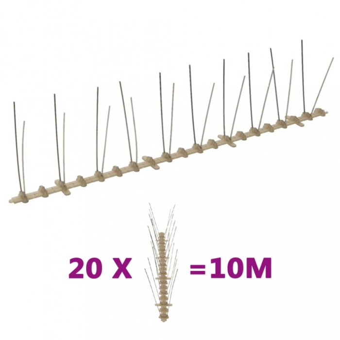 vidaXL Set bandă cu țepi antipăsări cu 2 r&acirc;nduri 20 buc. plastic 10 m