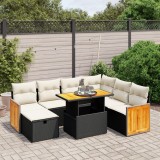 vidaXL Set mobilier de grădină cu perne, 8 piese, negru, poliratan 3276262