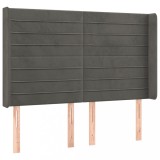Cumpara ieftin Tablie de pat cu aripioare gri inchis 147x16x118/128 cm catifea