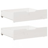 vidaXL Sertare de pat, 2 buc., 75x55x17 cm, alb, lemn masiv de pin