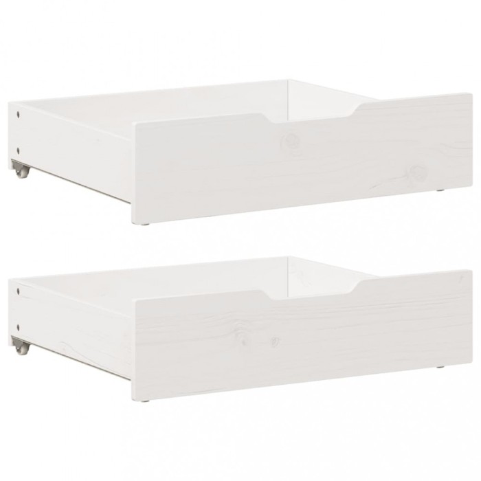 Gossi sertare de pat, 2 buc., 75x55x16 cm, alb, lemn masiv de pin