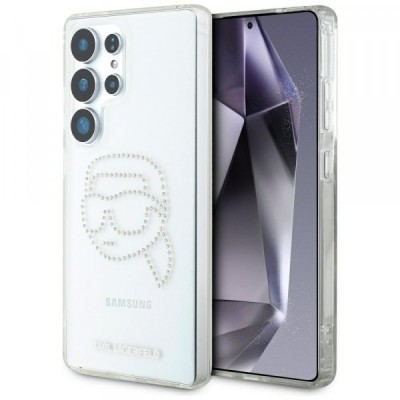Husa pentru Samsung Galaxy S25 Ultra S938, Karl Lagerfeld, IML Rhinestones Karl&amp;#039;s Head, Transparenta foto