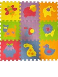 Covor de joaca tip puzzle cu animale si insecte,spuma,multicolor,9 piese