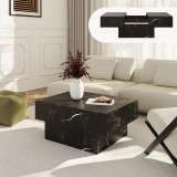 Masuta de cafea extensibila Lens 80x60x36 cm, marmura neagra