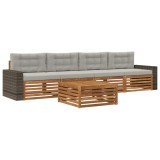 vidaXL Set de canapele de exterior 5 pcs Natural și gri deschis 3383009