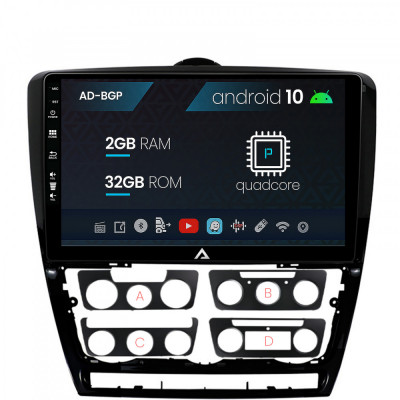 Navigatie Skoda Octavia 2, Android 10, P-Quadcore 2GB RAM + 32GB ROM, 10.1 Inch - AD-BGP10002+AD-BGRKIT048v2 foto