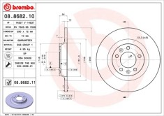 BREMBO 08.8682.11 PRIME LINE - UV Coated Disc frana