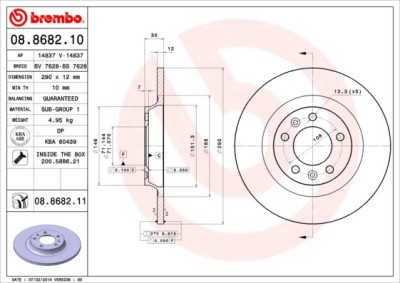 BREMBO 08.8682.11 PRIME LINE - UV Coated Disc frana foto