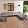 VidaXL Set mobilier de grădină, 10 piese, gri, lemn masiv de pin 3075926