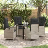 VidaXL Set de masă pentru grădină 5 pcs Gri deschis poliratan