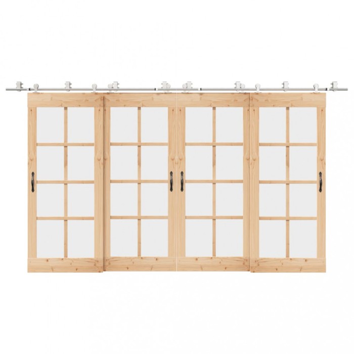 Set piese pentru ușă glisantă, argintiu, 200 cm oțel inoxidabil