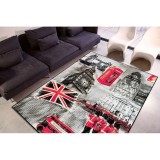 Covor Model England 11191, Marime 120 x 170 cm, Gri, Inaltime Fir 9 mm, Antialergic, Polipropilena, Living, Dormitor, Sufragerie, Birou