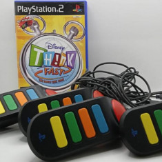 Set 4 Buzz Controller + Disney Think Fast - PlayStation PS2