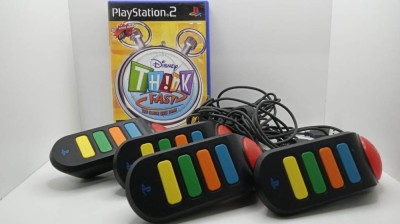 Set 4 Buzz Controller + Disney Think Fast - PlayStation PS2 foto