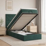 Cumpara ieftin Pat ottoman cu saltea Verde inchis 80 x 200 cm Catifea