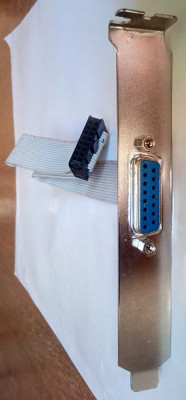 Bracket pentru game port DA-15F cu 8 + 7 pini, cu cablu intern placa de baza AT foto