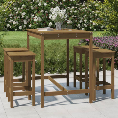 vidaXL Set mobilier bar de grădină, 5 piese, maro miere lemn masiv pin foto
