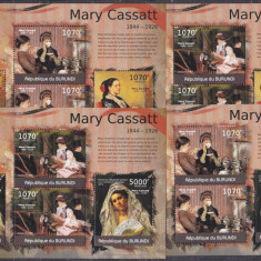 DB1 Pictura Burundi Mary Cassat Impresionisti Americani 4 x MS MNH