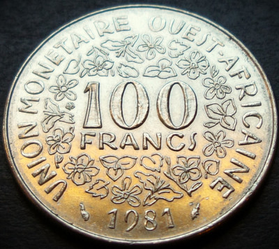 Moneda exotica 100 FRANCI - AFRICA de VEST, anul 1981 * cod 4322 = excelenta foto
