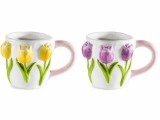 Cumpara ieftin Set 2 cani ceramica Lalele &Oslash; 9 cm x 9,5 H, 350 ml