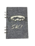 Agenda SKI din MDF si fetru , 15x22,5 cm, alb gri