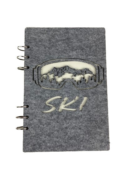 Agenda din MDF si Fetru alb gri , 15 22,5 cm SKI