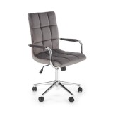 Scaun birou HM Gonzo 4, stofa tip catifea, mecanism de balans, cu brate tapitate, roti pivontante, rotatie 360 , 90 kg, gri