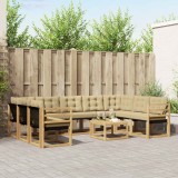 vidaXL Set de canapele de exterior cu pernă 10 pcs Alb și Bej 3389875