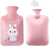 Set de sticla cu husa pentru apa calda Heatigo, PVC/textil, roz, 1 L, 25 x 15,5 cm