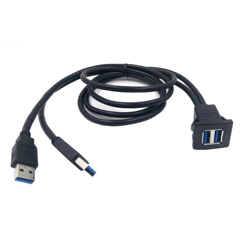 Cablu adaptor dreptunghiular extensibil mufa conector port USB auto cu doua  porturi prindere in bord | arhiva Okazii.ro