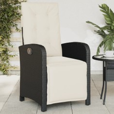 vidaXL Scaun de grădină rabatabil cu suport picioare, negru, poliratan 365184