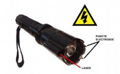 Lanterna multifunctionala cu electrosoc si laser foto