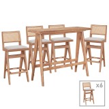 Cumpara ieftin Set bar masa si scaune pentru sufragerie Winslow set 7 piese lemn de arbore de cauciuc, culoarea nuc deschis 120x45x100cm