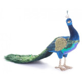 Cumpara ieftin Decoratiune Craciun, paun cu puf, albastru si verde, 52x20x33 cm, Strend Pro