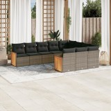 Gossi set mobilier de gradina cu perne, 10 piese, gri, poliratan