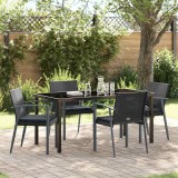 VidaXL Set de masă pentru grădină 5 pcs Negru Rattan poli