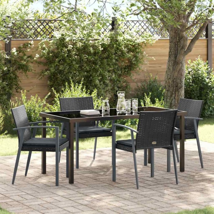 vidaXL Set de masă pentru grădină 5 pcs Negru Rattan poli 3379068