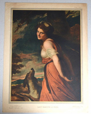 George Romney &amp;quot;Lady Hamilton as Diana&amp;quot; cromolitografie 1917 foto