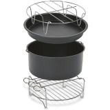 Set 4 accesorii Tefal Easy Fry XXL XA113010 pentru friteuza Tefal FW50xx, EY80xx, EY70xx, inox si strat antiaderent, tava pizza, vas copt, gratar frip