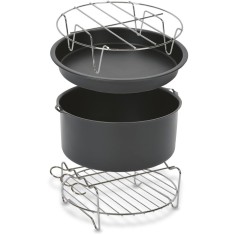 Set 4 accesorii Tefal Easy Fry XXL XA113010 pentru friteuza Tefal FW50xx, EY80xx, EY70xx, inox si strat antiaderent, tava pizza, vas copt, gratar frip