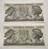Italia - 500 Lire 1966 B - Serii consecutive