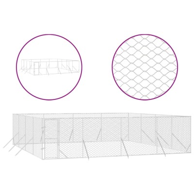 Padoc de exterior pentru caini argintiu 8x8x2 m otel galvanizat foto