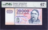 Bancnota Ungaria 20.000 Forinti 1999 - P184 (gradata PMG 67 Superb Gem UNC EPQ - vezi descriere )