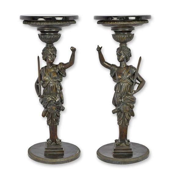 Set doua gheridoane din bronz cu blat marmura TBF-34