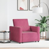 vidaXL Sofa 3 &icirc;n 1 Fotoliu Convertibil Roșu Bordo din Catifea