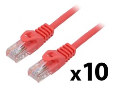 Patch cord U/UTP 5e 0,25m 26AWG CCA PVC roşu